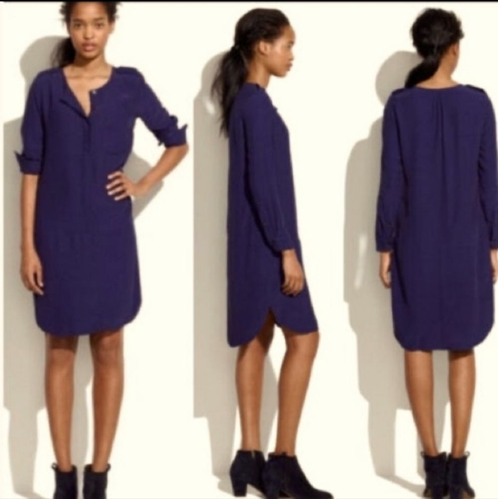 Madewell Navy Blue Popover Cargo Tunic Shift Dress sz Small